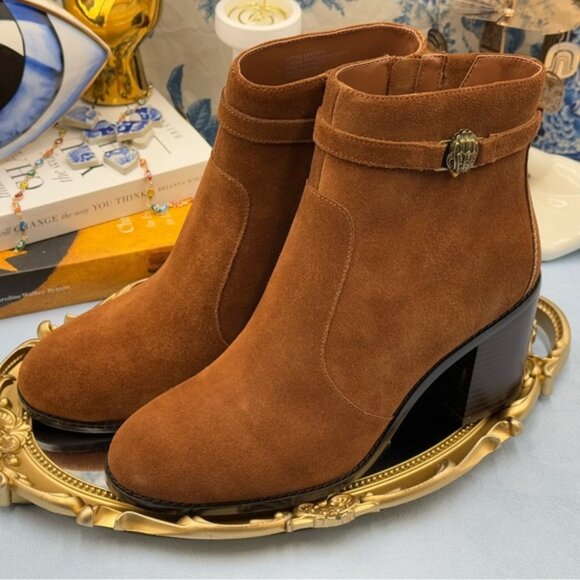 🆕 KURT GEIGER LONDON 🧿 NIB Shoreditch Block Ankle Boot, Tan Suede Sz39 US 8.5 - Picture 9 of 16